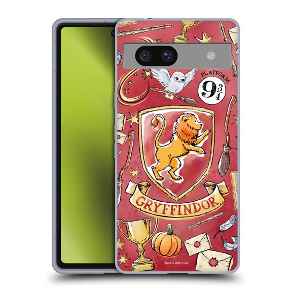 Head Case Designs Officially Licensed Harry Potter Deathly Hallows XIII Gryffindor Pattern Soft Gel Case Compatible with Google Pixel 7a
