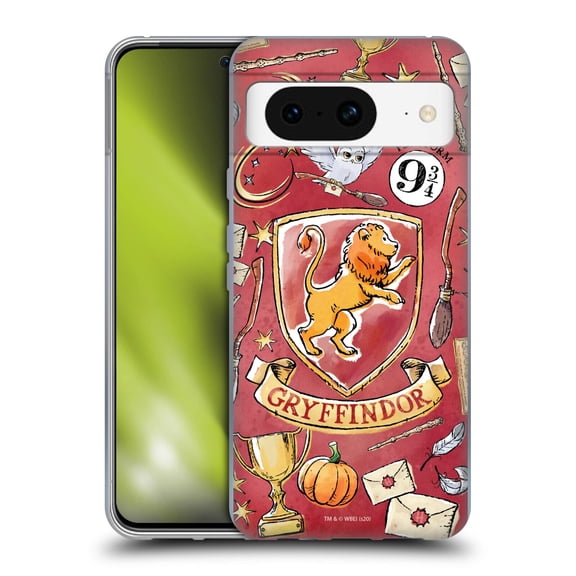 Head Case Designs Officially Licensed Harry Potter Deathly Hallows XIII Gryffindor Pattern Soft Gel Case Compatible with Google Pixel 8