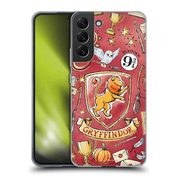 Head Case Designs Officially Licensed Harry Potter Deathly Hallows XIII Gryffindor Pattern Soft Gel Case Compatible with Samsung Galaxy S22+ 5G