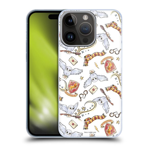 Head Case Designs Officially Licensed Harry Potter Deathly Hallows XIII Hedwig Owl Pattern Hard Back Case Compatible with Apple iPhone 15 Pro