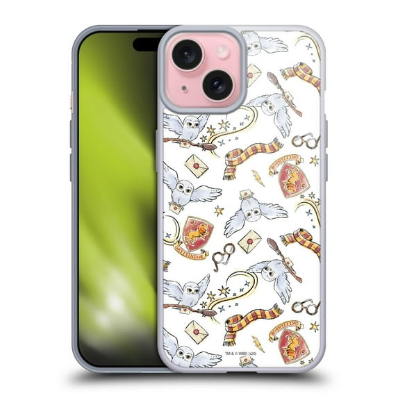 Head Case Designs Harry Potter Deathly Hallows XIII Hedwig Owl Pattern Soft Gel Case for Apple iPhone 15