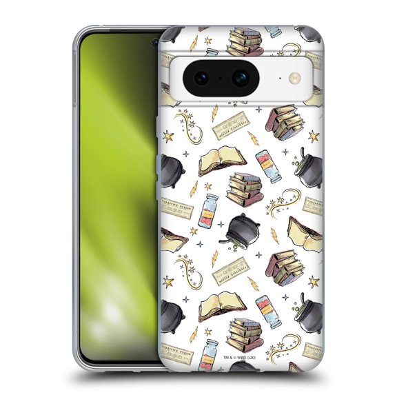 Head Case Designs Officially Licensed Harry Potter Deathly Hallows XIII Hogwarts Pattern Soft Gel Case Compatible with Google Pixel 8