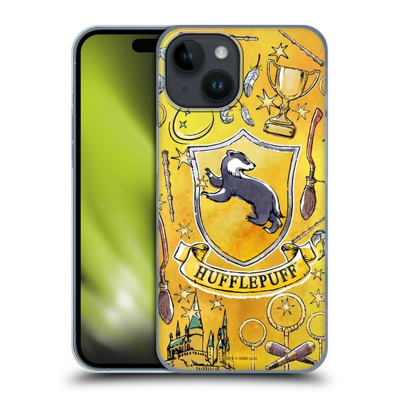 Head Case Designs Officially Licensed Harry Potter Deathly Hallows XIII Hufflepuff Pattern Hard Back Case Compatible with Apple iPhone 15