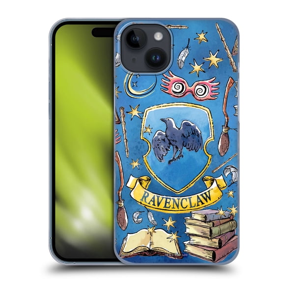 Head Case Designs Officially Licensed Harry Potter Deathly Hallows XIII Ravenclaw Pattern Hard Back Case Compatible with Apple iPhone 15 Plus