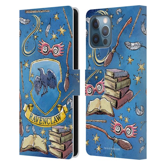 Head Case Designs Harry Potter Deathly Hallows XIII Ravenclaw Pattern Leather Book Wallet Case Cover For Apple iPhone 12 Pro Max