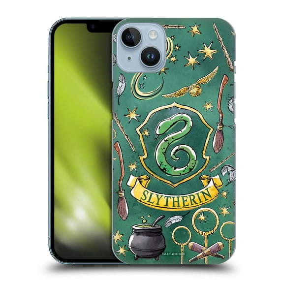 Head Case Designs Officially Licensed Harry Potter Deathly Hallows XIII Slytherin Pattern Hard Back Case Compatible with Apple iPhone 14 Plus