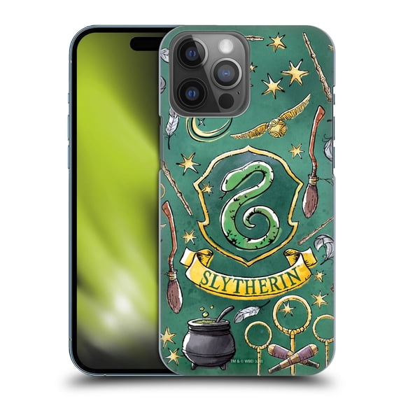 Head Case Designs Officially Licensed Harry Potter Deathly Hallows XIII Slytherin Pattern Hard Back Case Compatible with Apple iPhone 14 Pro Max
