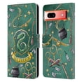 thumbnail image 1 of Head Case Designs Officially Licensed Harry Potter Deathly Hallows XIII Slytherin Pattern Leather Book Wallet Case Cover Compatible with Google Pixel 7a, 1 of 6