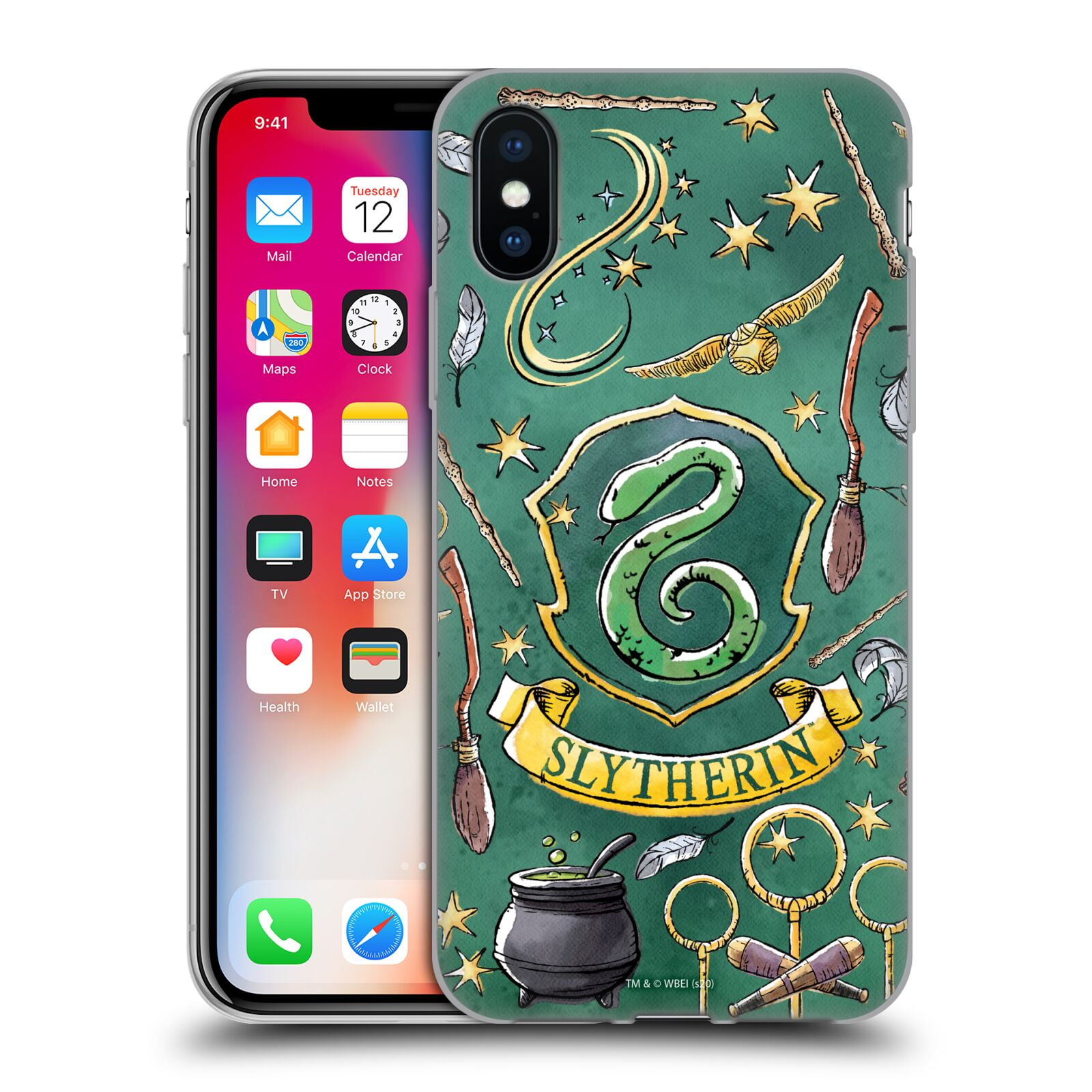 Head Case Designs Officially Licensed Harry Potter Deathly Hallows XIII Slytherin Pattern Soft Gel Case Compatible with Apple iPhone X iPhone XS