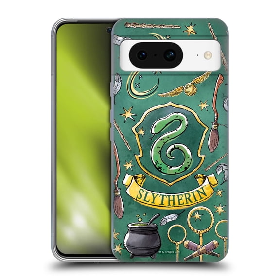 Head Case Designs Officially Licensed Harry Potter Deathly Hallows XIII Slytherin Pattern Soft Gel Case Compatible with Google Pixel 8
