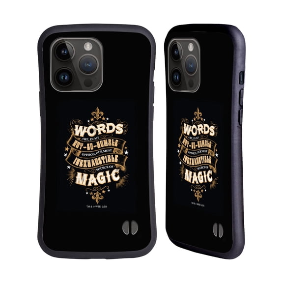 Head Case Designs Officially Licensed Harry Potter Deathly Hallows XIV Words Magic Dumbledore Quote Hybrid Case Compatible with Apple iPhone 15 Pro Max