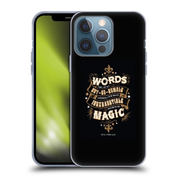 Head Case Designs Officially Licensed Harry Potter Deathly Hallows XIV Words Magic Dumbledore Quote Soft Gel Case Compatible with Apple iPhone 13 Pro