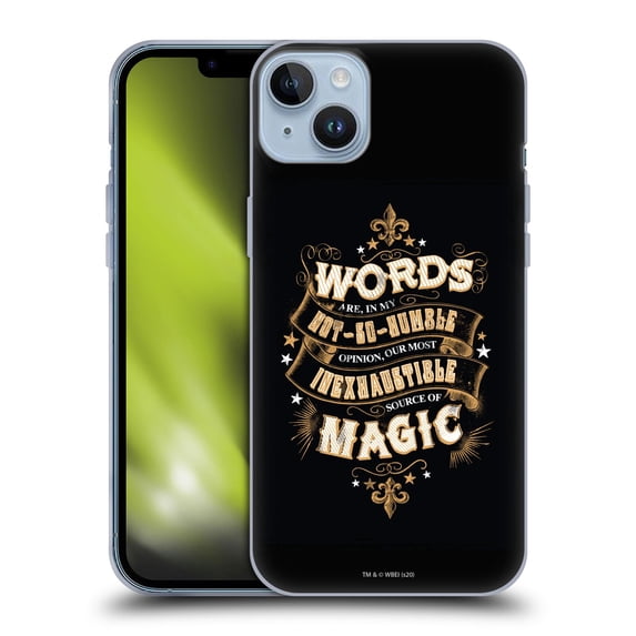 Head Case Designs Officially Licensed Harry Potter Deathly Hallows XIV Words Magic Dumbledore Quote Soft Gel Case Compatible with Apple iPhone 14 Plus
