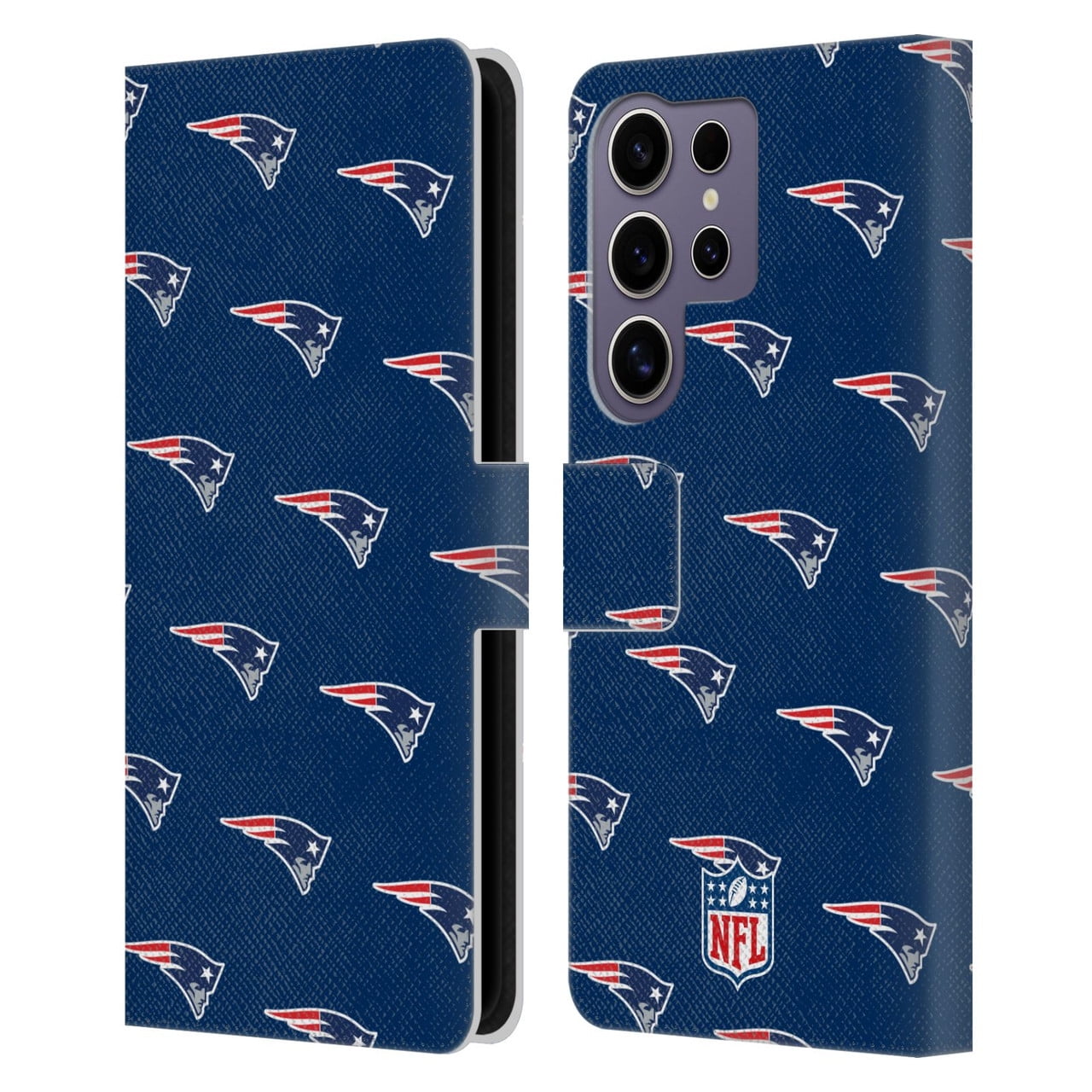 Head Case Designs NFL New England Patriots Artwork Patterns Leather Book Wallet Case Cover For Samsung Galaxy S25 Ultra