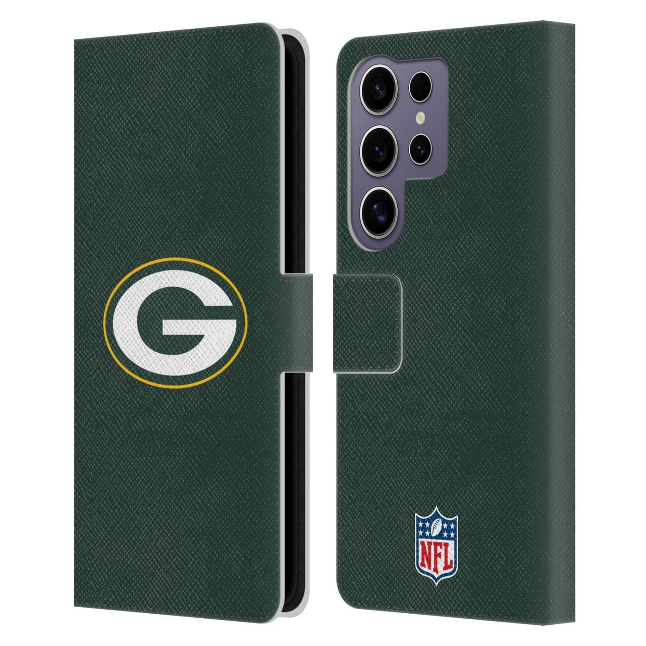 Head Case Designs NFL Green Bay Packers Logo Plain Leather Book Wallet Case Cover For Samsung Galaxy S25 Ultra