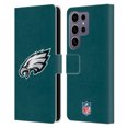 thumbnail image 1 of Head Case Designs NFL Philadelphia Eagles Logo Plain Leather Book Wallet Case Cover For Samsung Galaxy S25 Ultra, 1 of 6