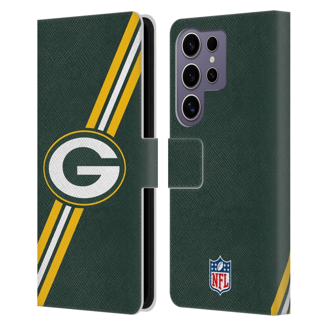Head Case Designs NFL Green Bay Packers Logo Stripes Leather Book Wallet Case Cover For Samsung Galaxy S25 Ultra