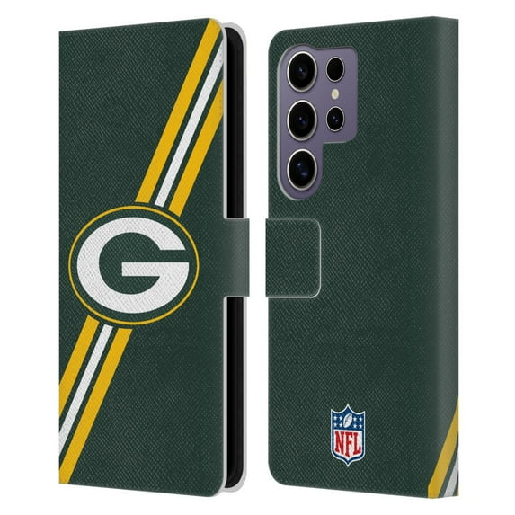 Head Case Designs NFL Green Bay Packers Logo Stripes Leather Book Wallet Case Cover For Samsung Galaxy S25 Ultra