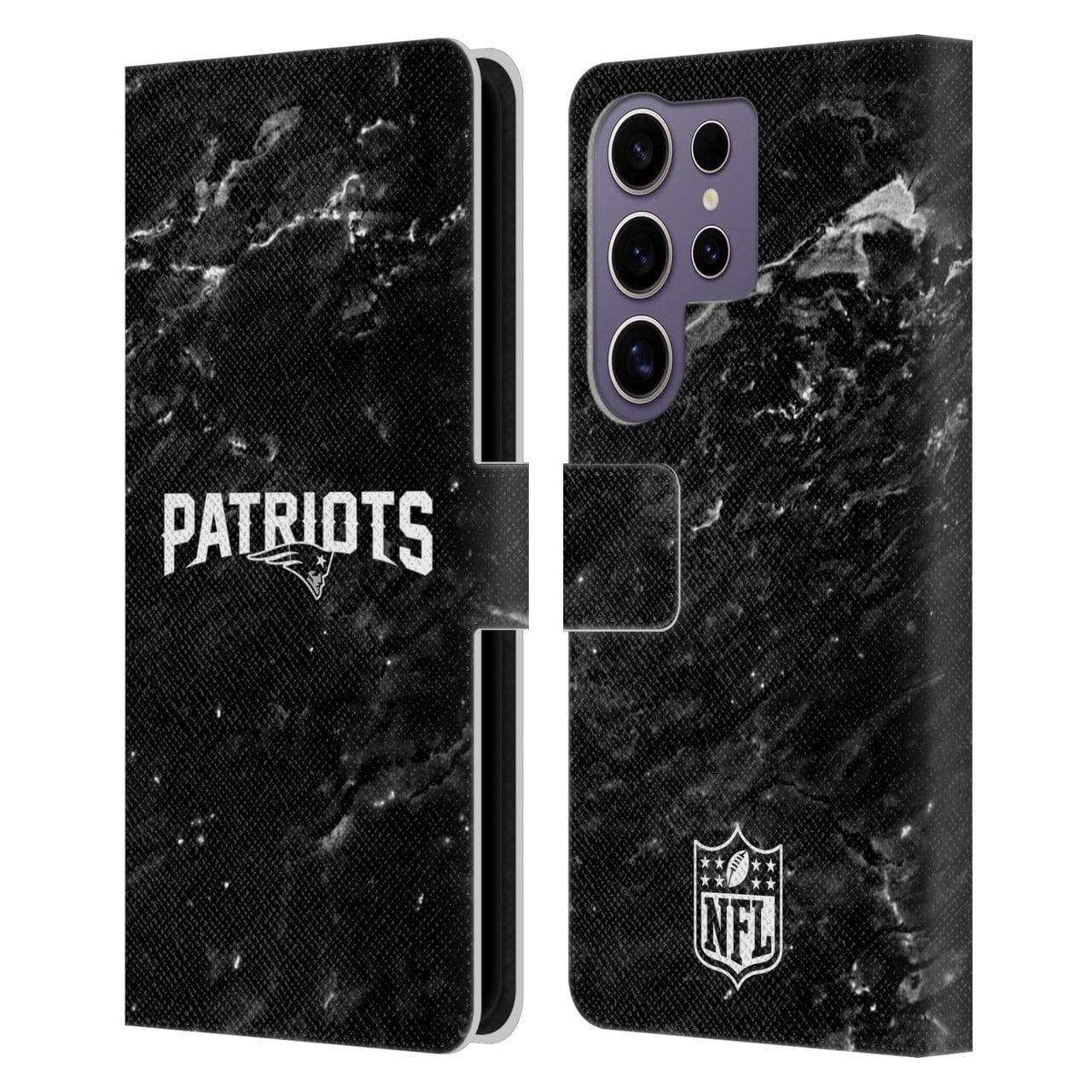 Head Case Designs NFL New England Patriots Artwork Marble Leather Book Wallet Case Cover For Samsung Galaxy S25 Ultra