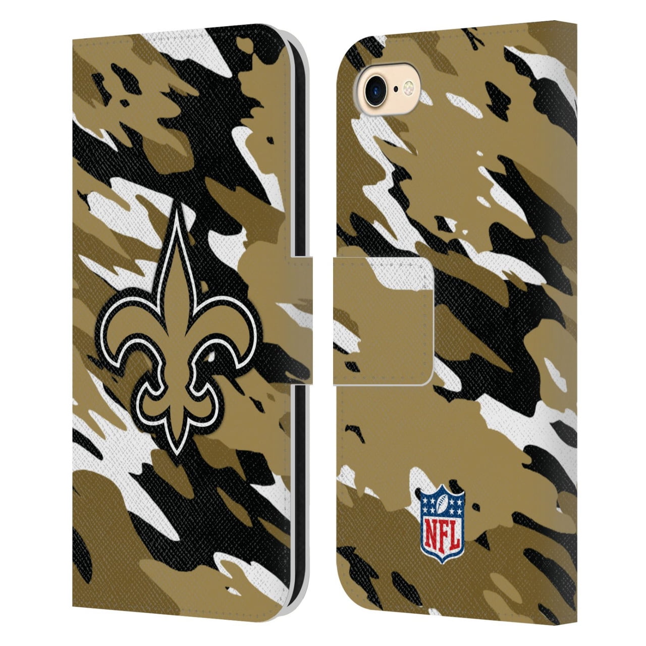 Head Case Designs NFL New Orleans Saints Logo Camou Leather Book Wallet Case Cover For Apple iPhone 7 / 8 / SE 2020 & 2022