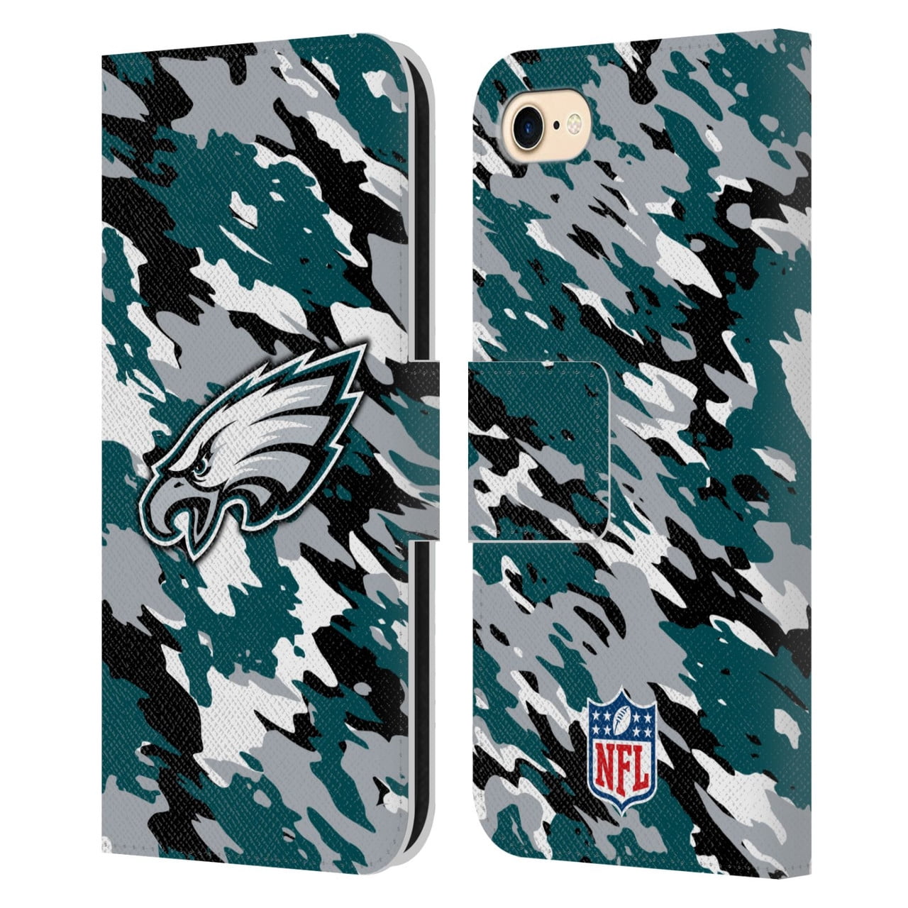 Head Case Designs NFL Philadelphia Eagles Logo Camou Leather Book Wallet Case Cover For Apple iPhone 7 / 8 / SE 2020 & 2022