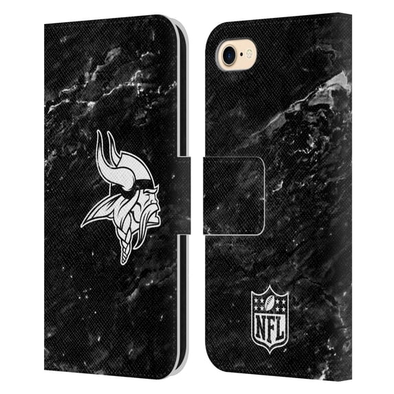 Head Case Designs NFL Minnesota Vikings Artwork Marble Leather Book Wallet Case Cover For Apple iPhone 7 / 8 / SE 2020 & 2022