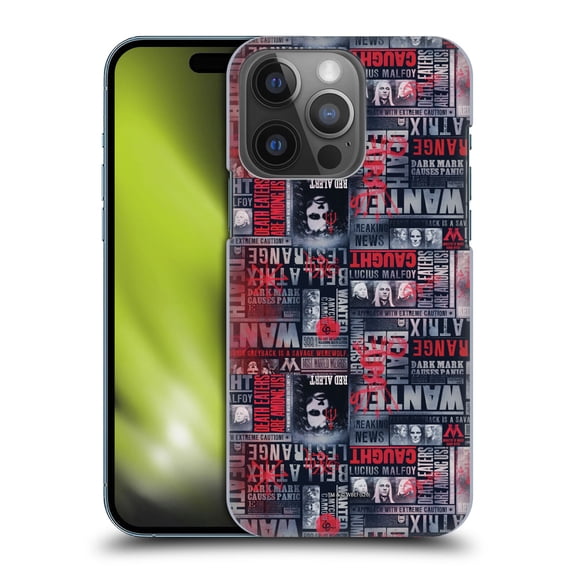 Head Case Designs Officially Licensed Harry Potter Deathly Hallows XXV Wanted Pattern Hard Back Case Compatible with Apple iPhone 14 Pro