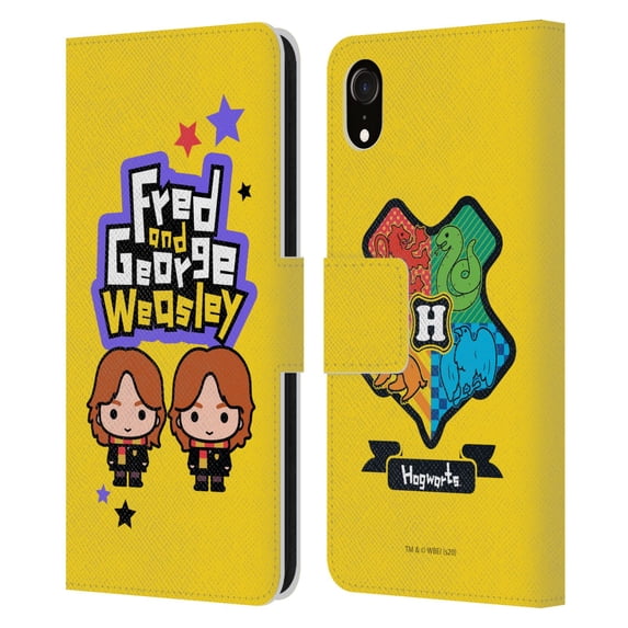 Head Case Designs Officially Licensed Harry Potter Deathly Hallows XXVIII Fred & George Weasley Leather Book Wallet Case Cover Compatible with Apple iPhone XR