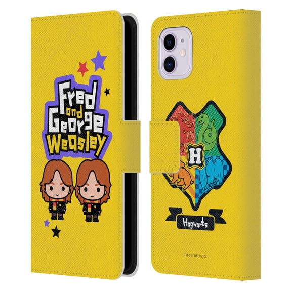 Head Case Designs Officially Licensed Harry Potter Deathly Hallows XXVIII Fred & George Weasley Leather Book Wallet Case Cover Compatible with Apple iPhone 11