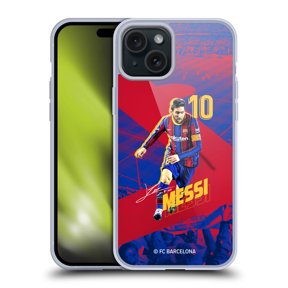 Head Case Designs FC Barcelona 2020/21 First Team Group 1 Lionel Messi Soft Gel Case for Apple iPhone 15 Plus