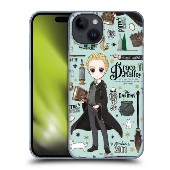 Head Case Designs Officially Licensed Harry Potter Deathly Hallows XXXVII Draco Pattern Hard Back Case Compatible with Apple iPhone 15 Plus