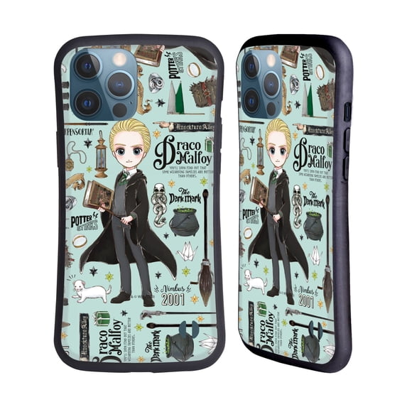 Head Case Designs Officially Licensed Harry Potter Deathly Hallows XXXVII Draco Pattern Hybrid Case Compatible with Apple iPhone 13 Pro Max