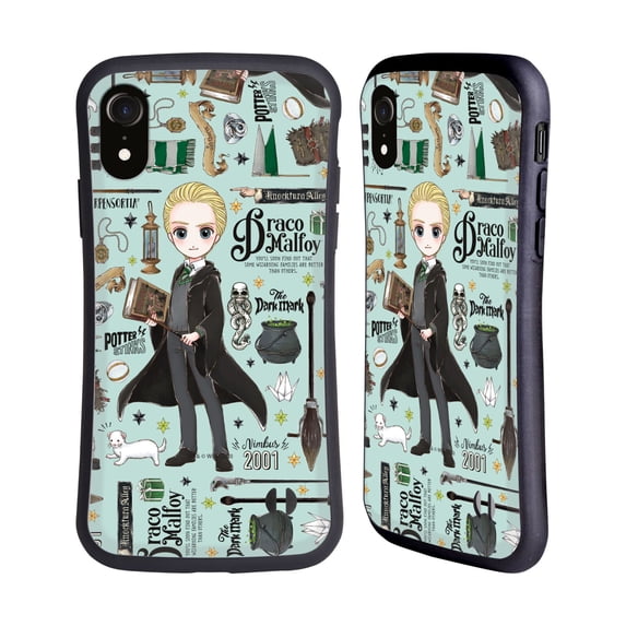 Head Case Designs Officially Licensed Harry Potter Deathly Hallows XXXVII Draco Pattern Hybrid Case Compatible with Apple iPhone XR