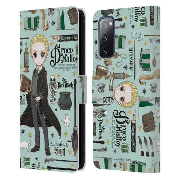 Head Case Designs Officially Licensed Harry Potter Deathly Hallows XXXVII Draco Pattern Leather Book Wallet Case Cover Compatible with Samsung Galaxy S20 FE / 5G