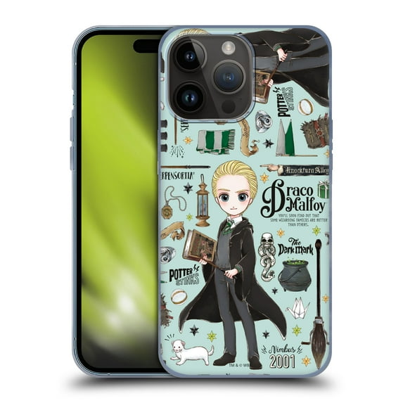 Head Case Designs Officially Licensed Harry Potter Deathly Hallows XXXVII Draco Pattern Soft Gel Case Compatible with Apple iPhone 15 Pro Max