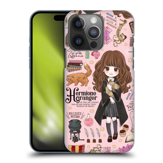 Head Case Designs Officially Licensed Harry Potter Deathly Hallows XXXVII Hermione Pattern Hard Back Case Compatible with Apple iPhone 14 Pro