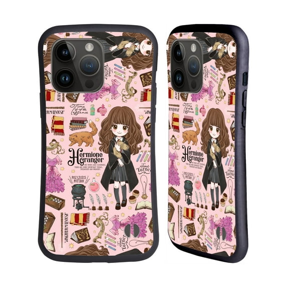 Head Case Designs Officially Licensed Harry Potter Deathly Hallows XXXVII Hermione Pattern Hybrid Case Compatible with Apple iPhone 15 Pro Max
