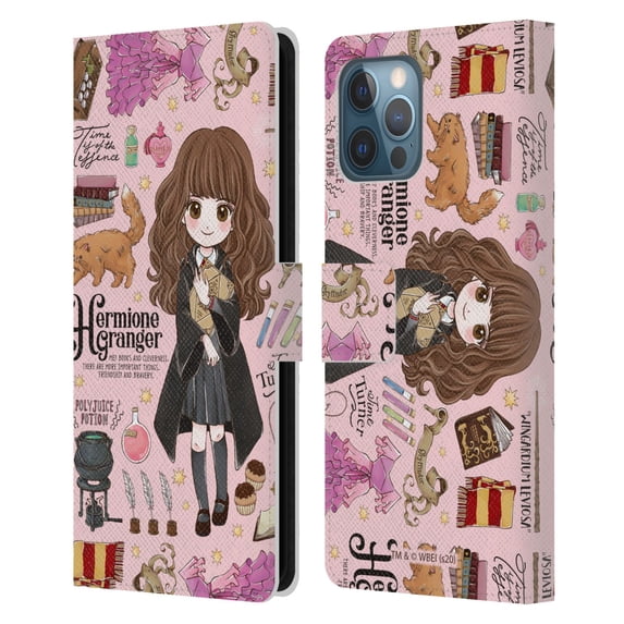 Head Case Designs Officially Licensed Harry Potter Deathly Hallows XXXVII Hermione Pattern Leather Book Wallet Case Cover Compatible with Apple iPhone 12 Pro Max