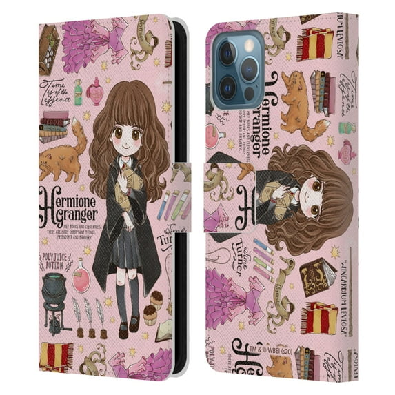 Head Case Designs Officially Licensed Harry Potter Deathly Hallows XXXVII Hermione Pattern Leather Book Wallet Case Cover Compatible with Apple iPhone 12 / iPhone 12 Pro