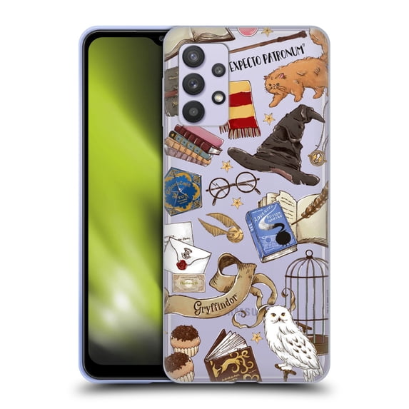Head Case Designs Officially Licensed Harry Potter Deathly Hallows XXXVII Hogwarts Pattern 2 Soft Gel Case Compatible with Samsung Galaxy A32 5G / M32 5G (2021)
