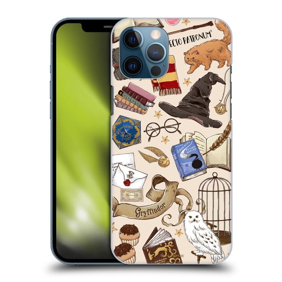 Head Case Designs Officially Licensed Harry Potter Deathly Hallows XXXVII Hogwarts Pattern Hard Back Case Compatible with Apple iPhone 12 Pro Max