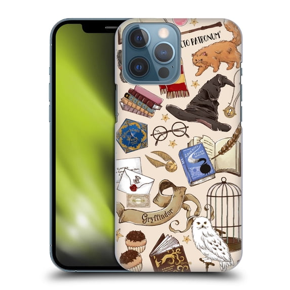 Head Case Designs Officially Licensed Harry Potter Deathly Hallows XXXVII Hogwarts Pattern Hard Back Case Compatible with Apple iPhone 13 Pro Max