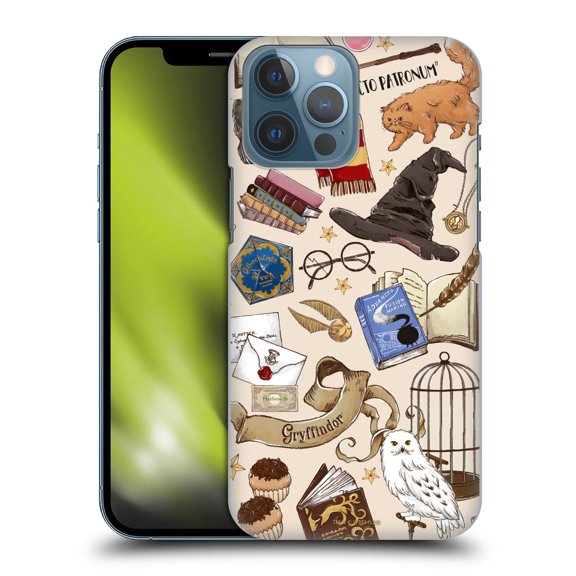 Head Case Designs Officially Licensed Harry Potter Deathly Hallows XXXVII Hogwarts Pattern Hard Back Case Compatible with Apple iPhone 13 Pro Max