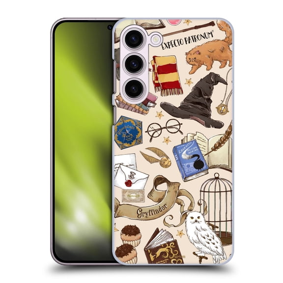 Head Case Designs Officially Licensed Harry Potter Deathly Hallows XXXVII Hogwarts Pattern Hard Back Case Compatible with Samsung Galaxy S23+ 5G