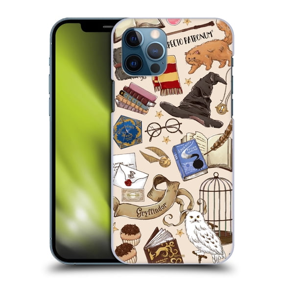 Head Case Designs Officially Licensed Harry Potter Deathly Hallows XXXVII Hogwarts Pattern Hard Back Case Compatible with Apple iPhone 12 / iPhone 12 Pro