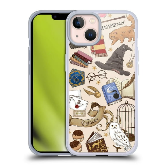Head Case Designs Officially Licensed Harry Potter Deathly Hallows XXXVII Hogwarts Pattern Soft Gel Case Compatible with Apple iPhone 13
