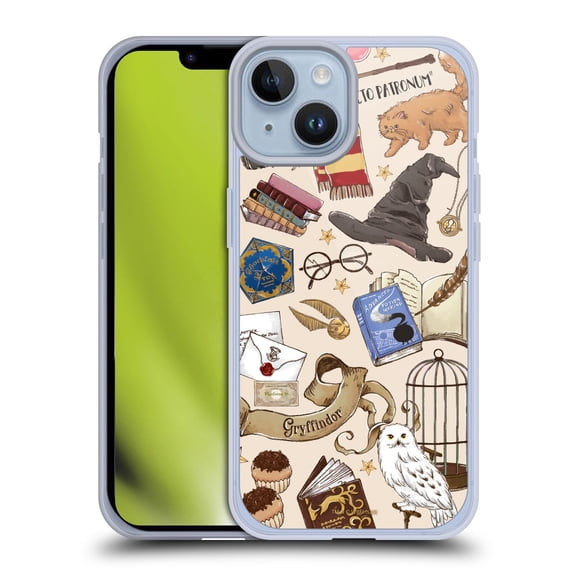 Head Case Designs Officially Licensed Harry Potter Deathly Hallows XXXVII Hogwarts Pattern Soft Gel Case Compatible with Apple iPhone 14