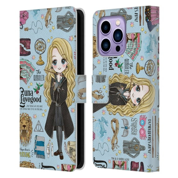 Head Case Designs Officially Licensed Harry Potter Deathly Hallows XXXVII Luna Pattern Leather Book Wallet Case Cover Compatible with Apple iPhone 14 Pro Max