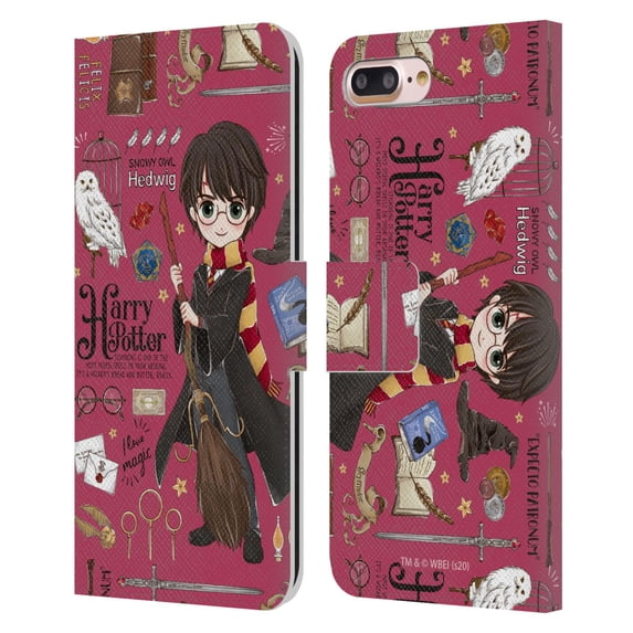 Head Case Designs Officially Licensed Harry Potter Deathly Hallows XXXVII Harry Pattern Leather Book Wallet Case Compatible with Apple iPhone 7 Plus / iPhone 8 Plus