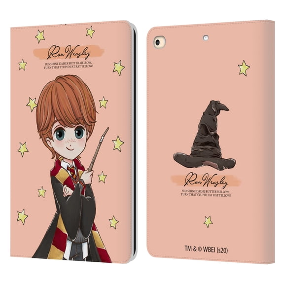 Head Case Designs Officially Licensed Harry Potter Deathly Hallows XXXVII Ron Weasley Leather Book Wallet Case Cover Compatible with Apple iPad 9.7 2017 / iPad 9.7 2018